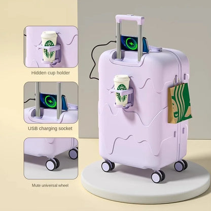 Luggage Set 28 inch Large Capacity Suitcase Trolley Case 20/22/24/26 inch Travel Suitcase USB Port Boarding Box Cosmetic Case