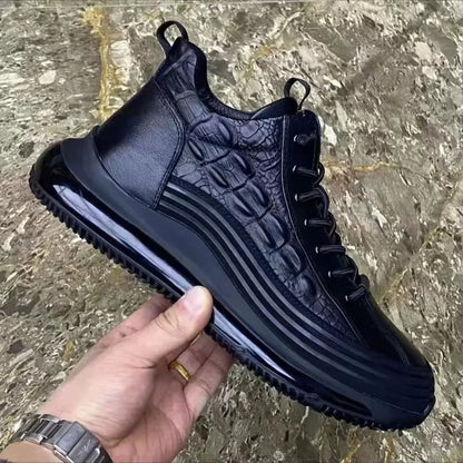 Men's Shoes 2025 Spring and Autumn New Thick Bottom Top Casual Trendy Shoes Crocodile Pattern Fashion Men's Shoes Sports...