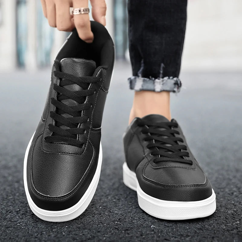 Leather Men White Sneakers Classics Breathable Comfort Casual Shoes Men Fashion Outdoor Running Shoes Couple Footwear Size 36-47 - Kimlud