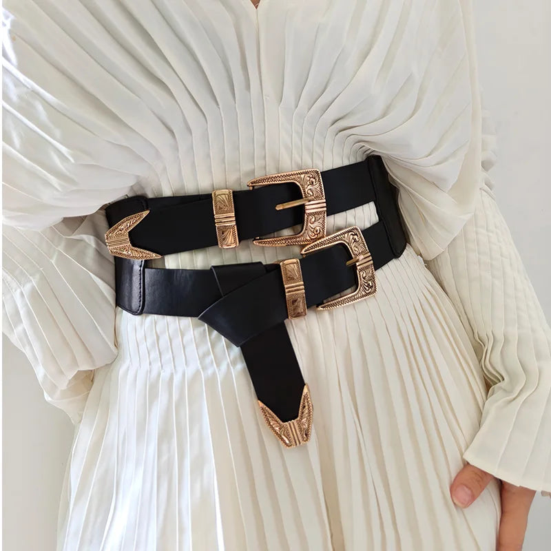 Female Waist Gothic Elastic Corset Belt Female Stretch Cummerbunds High Quality Luxury Designer Black Punk Wide Belts...