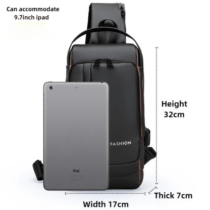 Men Anti Theft Chest Bag Shoulder Bags USB Charging Crossbody Package School Short Trip Messengers Bags Men's Oxford Sling Pack - Kimlud