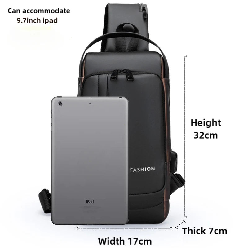 Men Anti Theft Chest Bag Shoulder Bags USB Charging Crossbody Package School Short Trip Messengers Bags Men's Oxford Sling Pack - Kimlud