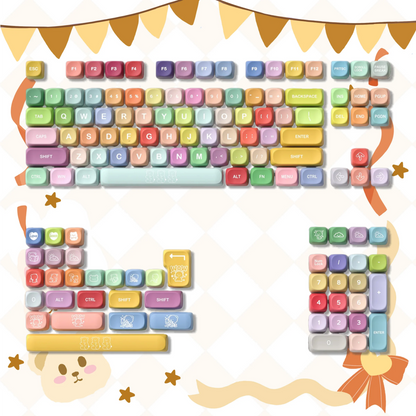 125 Keys Milky Way White Dye-Sublimation Keyboard Keycaps MOA Profile Cute PBT Key cap for Cherry MX Switches Gaming Keyboard