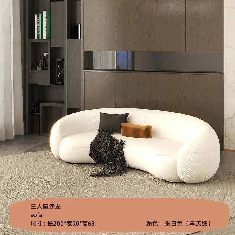Curved Living Room Sofas Designer Beauty Salon Sofa Clothing Store Rest Area Reception Sofa Cream Style Living Room...