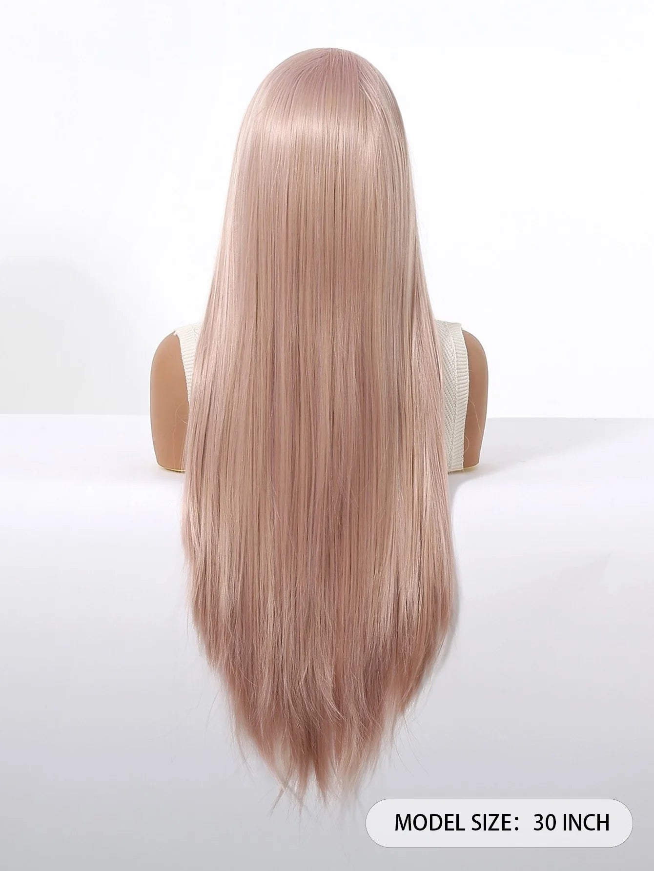 Long Straight Ash Pink 13x4 HD Lace Front Wig 30 Inch Glueless Synthetic Transparent Lace Frontal Wigs Pre Plucked Pastel Rose Gold for Women