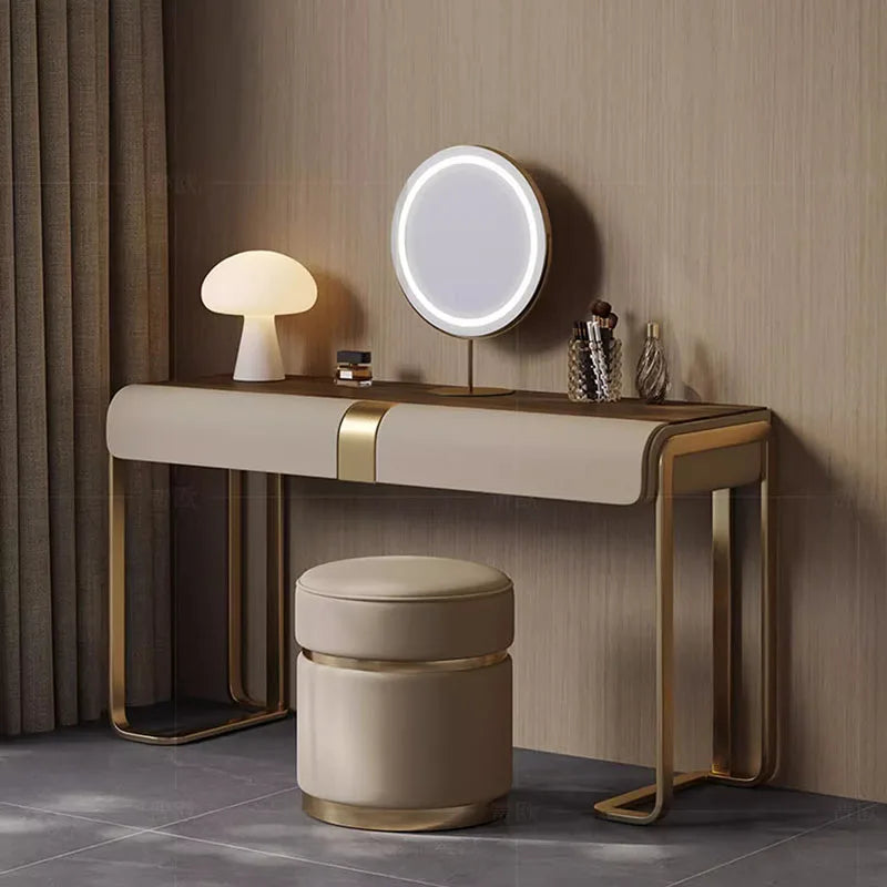 Bedroom Led Light Dressing Table Mirror Luxury Drawer European Dressing Table Girls Makeup Tocador De Maquillaje...