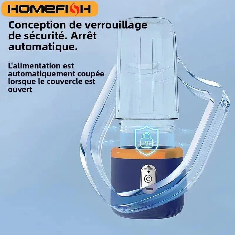 HOMEFISH 1PCS Juice Extractor Portable Rechargeable Small Juice Cup Home and Outdoor Multifunctional Juice Mixing 2Cups