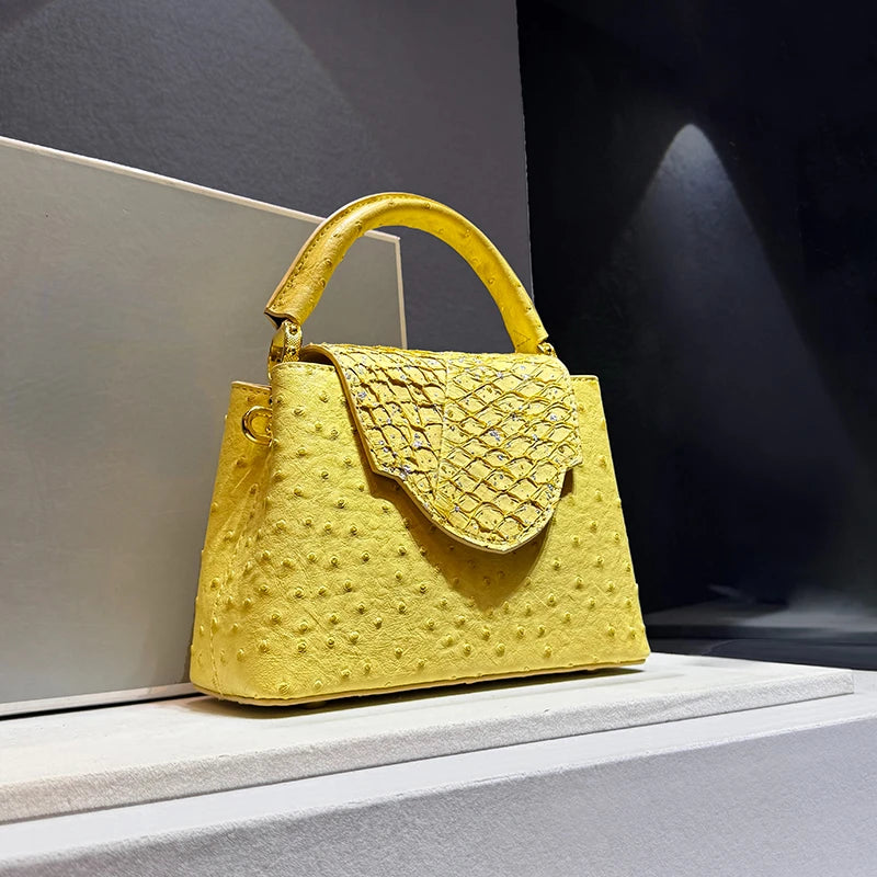 Luxury Designer Brand 가방 New High Quality Leather Handbag for Women Fashion Ostrich Print Single Shoulder Crossbody Bag...