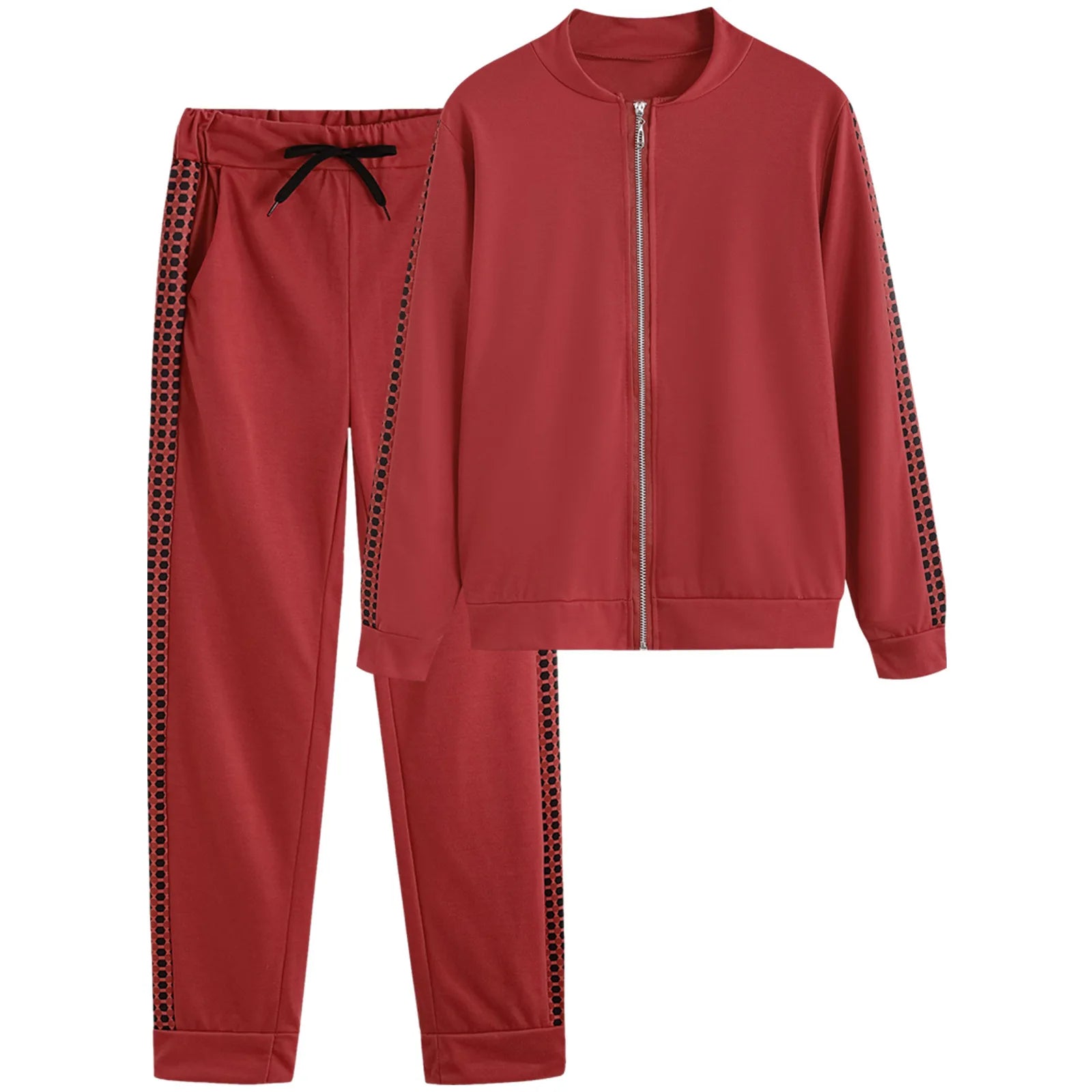 Women's Tracksuit Set Zipper Jacket & Striped Side Jogger Pants Casual Sportswear Two-Piece Outfit 2026 New Fashion |...