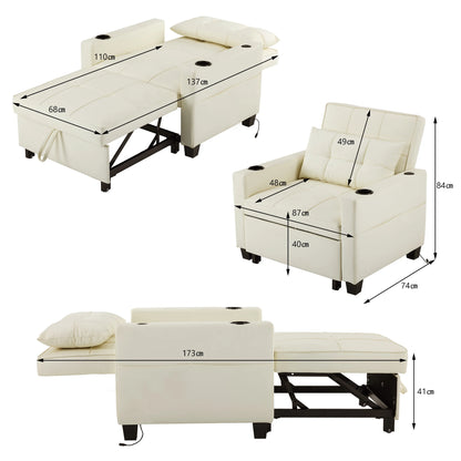 HOUSE SPOLE with Cup Holder & USB,Relax armchair Loung armchair with USB & Pillow - Kimlud