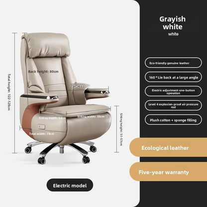 Electric Massage Boss Chair Heated Ventilated Gaming Chair Genuine Leather Executive Computer Seat Luxury Ergonomic Office Chair
