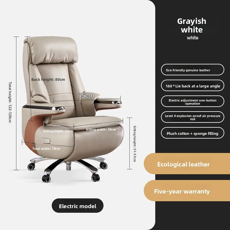 Electric Massage Boss Chair Heated Ventilated Gaming Chair Genuine Leather Executive Computer Seat Luxury Ergonomic Office Chair