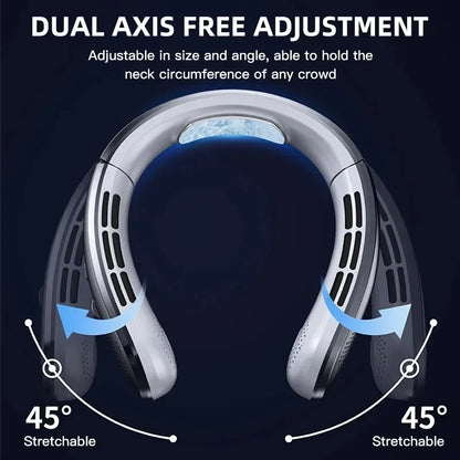 8000mAh USB Hanging Neck Fan Portable Bladeless Mini Rechargeable Mute LED Digital Display Electric Air Cooler Handheld - Kimlud