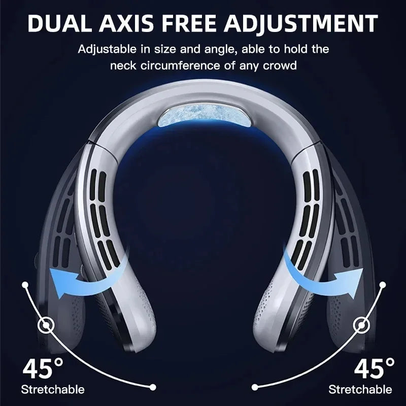 8000mAh USB Hanging Neck Fan Portable Bladeless Mini Rechargeable Mute LED Digital Display Electric Air Cooler Handheld - Kimlud