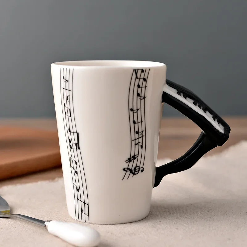 Novelty Music Note Cup Ceramic Guitar Coffee Mugs Personality Tea/Milk/Juice/Lemon Water Bottle Christmas Birthday Gift...