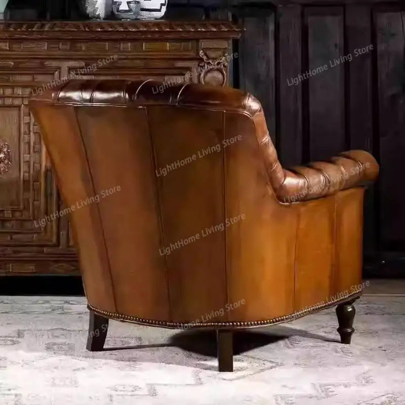 Genuine Leather Living Room Chairs Design Classic Relaxing Comfy Chairs Living Room Luxury Relaxing Poltrone Moderne...