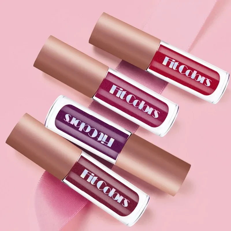 4Pcs/Set Metallic Lip Gloss Pearly Diamond Fine Glitter Matte Moisturizing Waterproof No-stick Cup Lip Glaze Liquid...