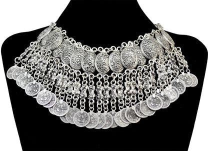 Gypsy Boehmian Hippie Collar Necklaces for Women Big Chunky Tibetan Silver Metal Necklace Festival Turkish Party Jewelry...