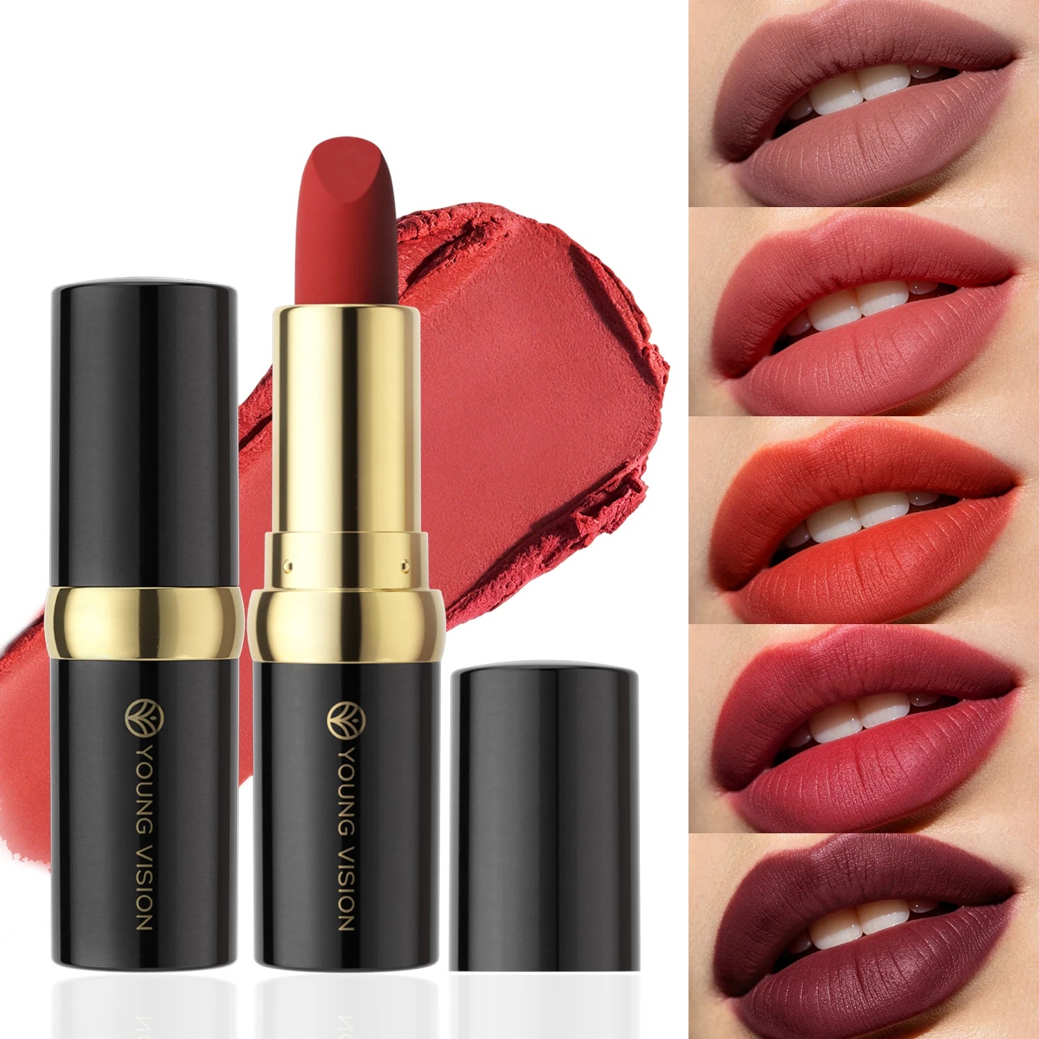 1Pcs Velvet Matte Lipstick Long Lasting Waterproof Sexy Red Lipsticks 5 Color Nude Pink Lip Gloss Makeup Non-stick Cup...