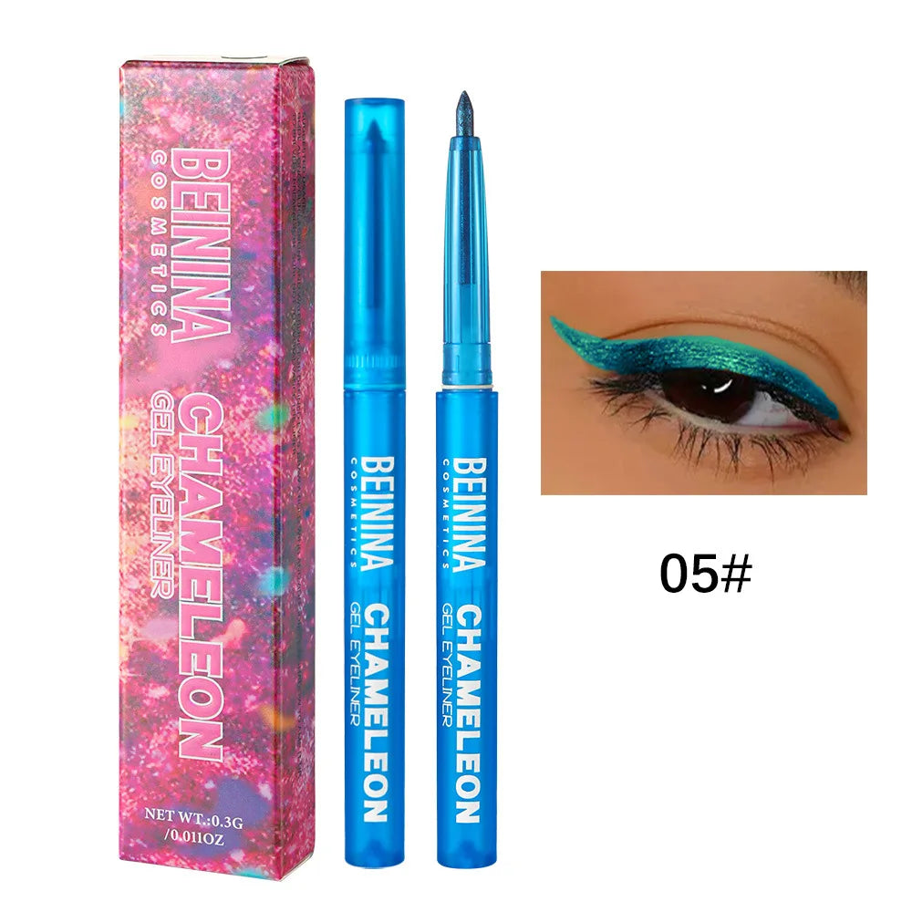 Shiny Chameleon Metallic Blue Eyeliner Gel Pen Eyeshadow Multicolor Eye Liner Pearlescent Polarized Glitter Eyes Pigment...