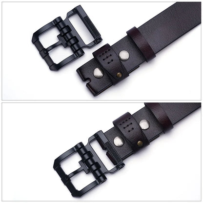 BISON DENIM Belts for Men Pin Buckle Cowhide Belt with High Quality Vintage Strap Casual All-Match Outfits Men's Jeans Belt - Kimlud