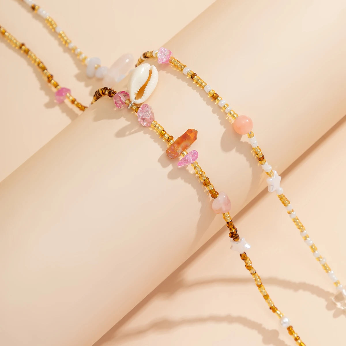 KunJoe Bohemia 2pcs/set Colorful Rice Beaded Belly Waist Chain Women Summer Imitation Pearl Irregular Stone Body Chain |...