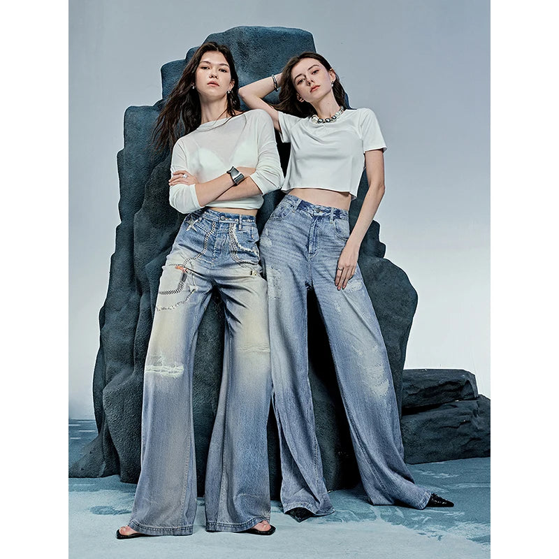 TOYOUTH Women Denim Jean 2025 Spring New Long Pants 8518053 | Kimlud Office Luxury Pants