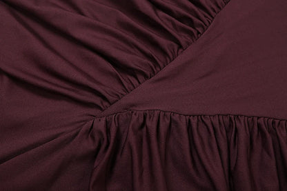 SiSterlinda Ruched Waistless Maxi Dress Women Sexy Shoulder Padded Patchwork Turtleneck Elegant Stretch Skinny Evening Bodycon