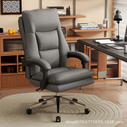 Leather Boss Chair Office Chair Recumbent Back Study Chair Ergonomic Home Computer Chair