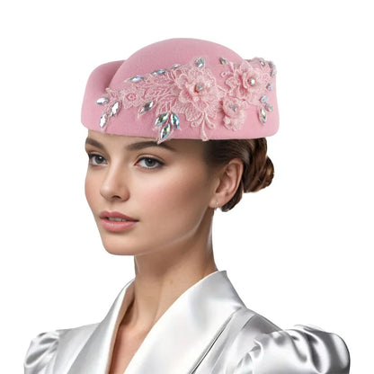 Wedding Hats Red White Cocktail Evening Party Cap for Female with Flower Church Beret Hat Cosplay Caps Costume Accessory