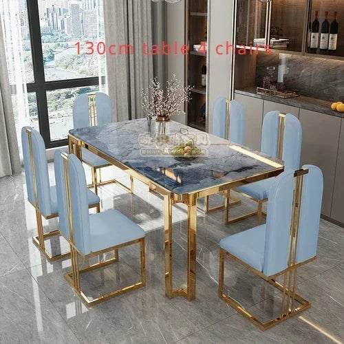 Flexible Luxury Table Chairs Modern Leg Metal Design Rectangular Dining Table Space Saving Funky Table A Manger Unique Furniture