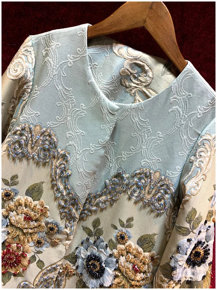 Vintage Embroidery Heavy Rhinestone Trench Coat for Women 2024 Spring Autumn New Fashion Luxury Long Sleeve Elegant Loose Coats