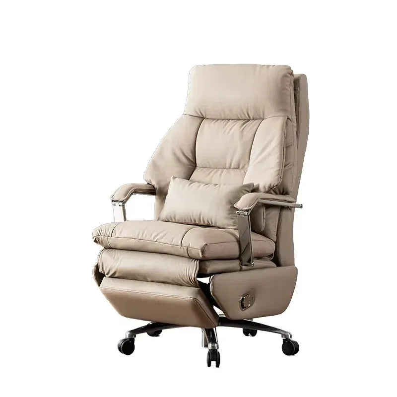 Ergonomic Executive Chair, Electric Reclining Leather Office Chair, Adjustable Height Desk Chair with Footrest & Lumbar Support