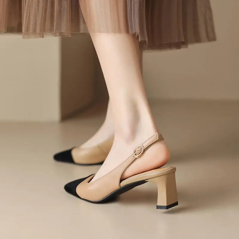 MORAZORA Big Size 34-43 New Genuine Leather Shoes Women Sandals Slingbacks Summer Shoes High Heels Party Wedding Shoes - Kimlud