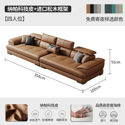 European Living Room Sofa Genuine Leather Sectional Corner Sofas Modular Luxury Sofa Sala De Estar De Luxo Modern Furniture - Kimlud