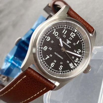 Tandorio 20ATM Waterproof Diver 36mm Field Watch Men NH35 Mechanical Movt Black White Dial Luminous Sapphire Glass 3.8 Auto Date