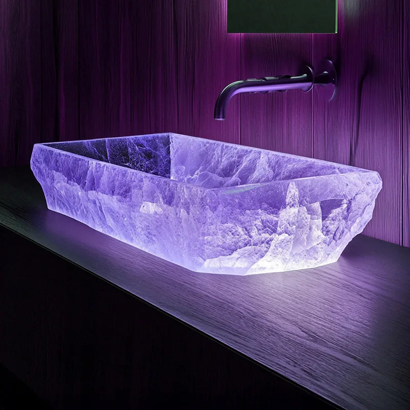 Resin dream crystal stone wash basin custom sales office model room bathroom single basin art table basin | Kimlud...