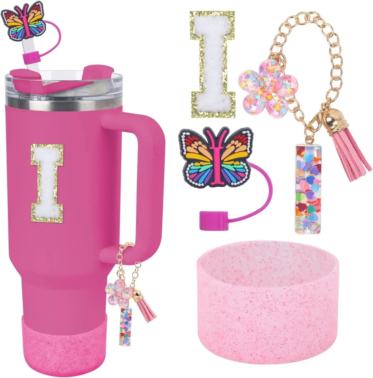 Accessories for Stanley Cup 40oz 30oz Letter Charms for Handle Silicone Boot,Straw Cover Topper & Sticker Charms