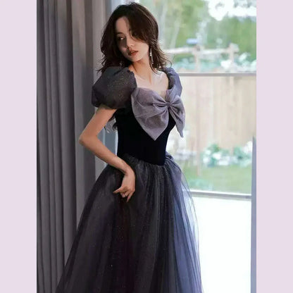 Elegant Evening Dress Long Prom Gowns High Waist Lace-up Back Party Dresses
