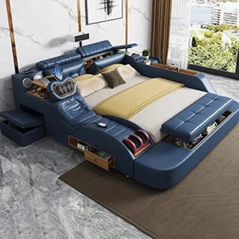 Korean Modern Luxury Bed European Nature Luxury Bedroom Human Bed Design Multifunctional Bedroom Camas King Size Home Furniture - Kimlud