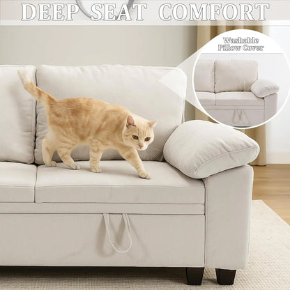 108in L-Shaped Sleeper Sectional Sofa Bed with Storage, Chenille, 5-Seat Modular for Living Room Apartment, Customized |...
