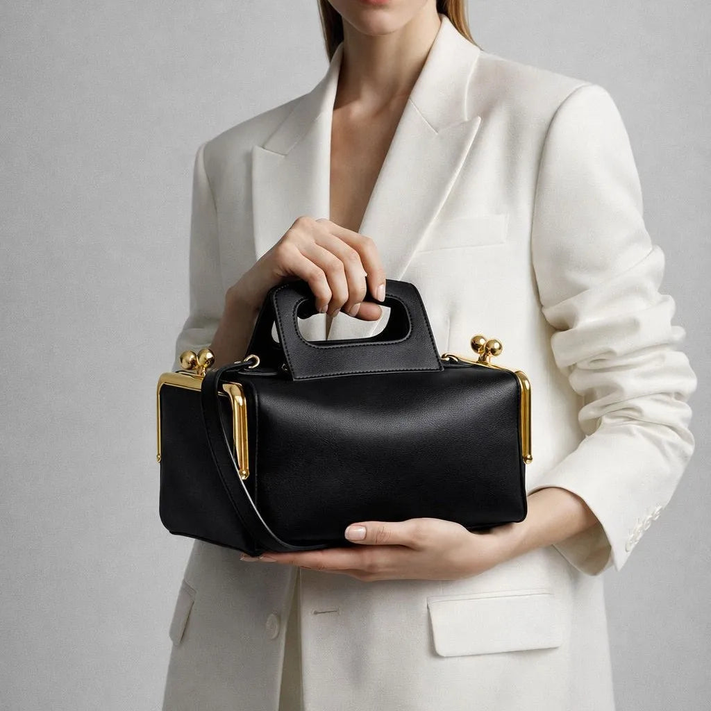 NEW Two side clamp design Frame Kiss lock Bag For Women Luxury Designer Handbag Purse 2026 New In PU Underarm Shoulder...