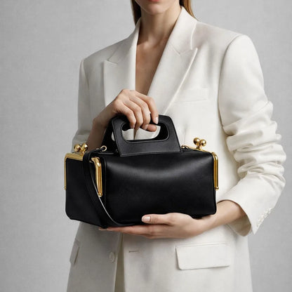 NEW Two side clamp design Frame Kiss lock Bag For Women Luxury Designer Handbag Purse 2026 New In PU Underarm Shoulder...