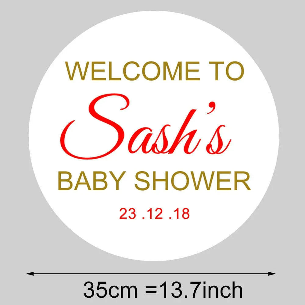 Round Custom Welcome Sign Board 35x35cm Personalized Welcome Baby Shower Sign for Birthday Decoration Baby Shower Party Decor