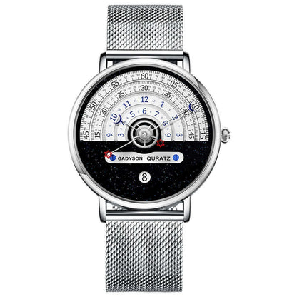 Unique Business Men Watch Fashion Auto Date Stainless Steel Strap Quartz Wristwatch Man Gifts For Him Calendar Clock