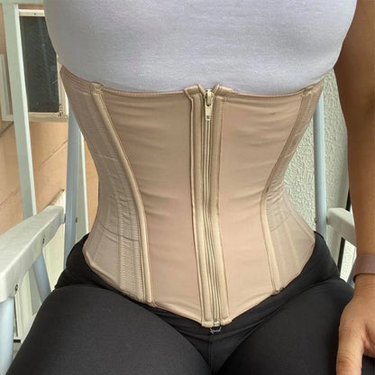 Double Compression Adjustable Zipper Body Sculpting Steel Bone Abdomen Belt Rubber Waist Belt