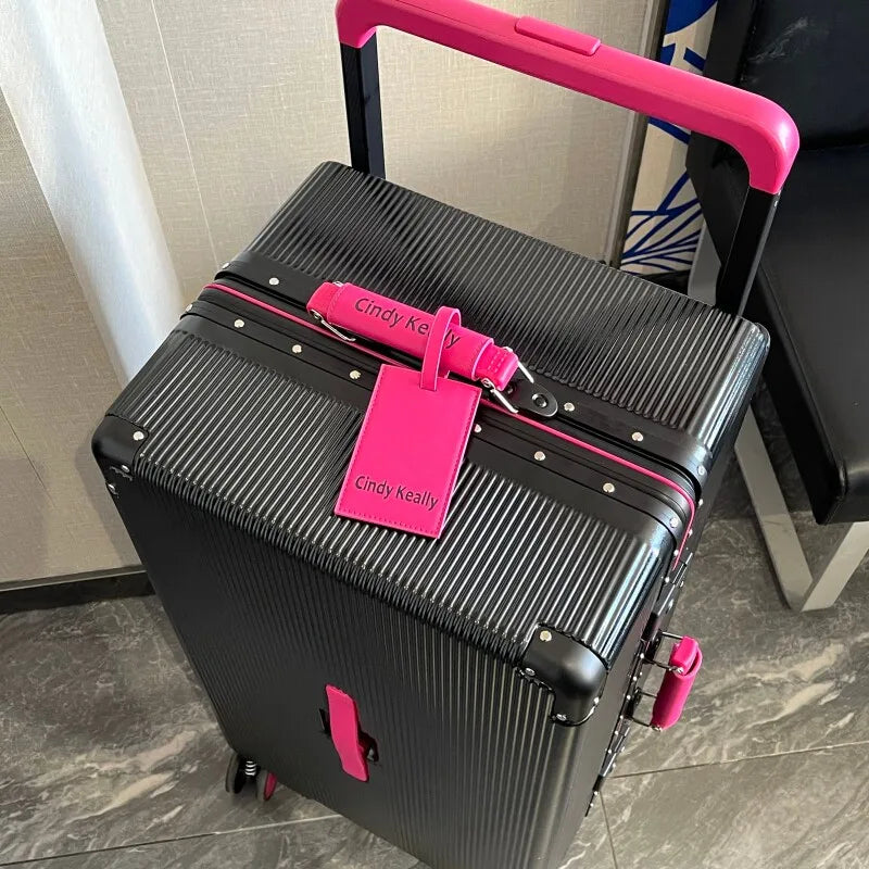 Wide Handle Suitcase Aluminum Frame Travel Trolley Case 20-inch Carry-on Cabin Suitcase Large Capacity 26-inch | Kimlud...