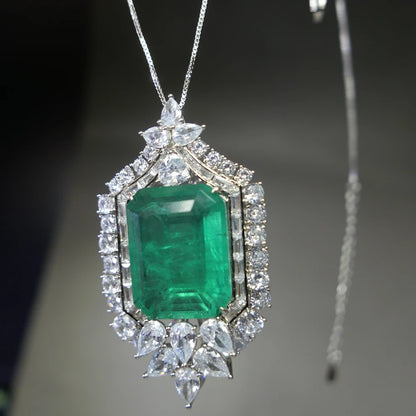 KQDANCE Large 20*26mm Green Stone Lab Emerald Pendant For All-matching CZ Diamonds Tennis Chain Necklaces Wedding...