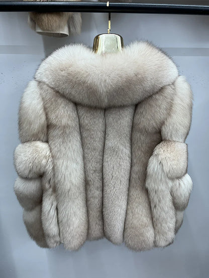 2026 New Women Real Fox Fur Coat Natural Fox Fur Jacket Luxury Fur Coat Mid-length High Quality Long Sleeve Outwear Hot Sale - Kimlud