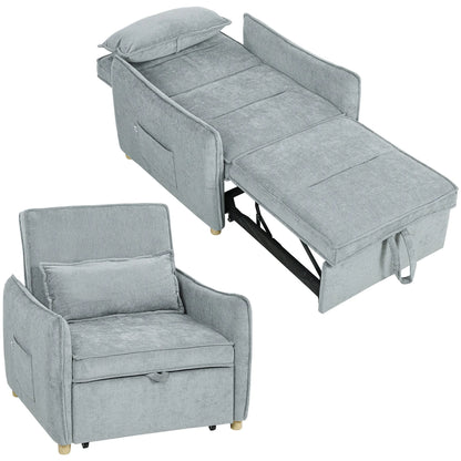 HOMCOM armchair convertible 1 place 3 in 1, armchair-bed Clickle with Wide Sating, Adjustable Backyard, pillow and - Kimlud